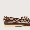 Herren-Cruise-Loafer aus glänzendem dunkelbraunem Leder mit taubengrauen Wanderschuhschnürsenkeln Herren-Cruise-Loafer aus glänzendem dunkelbraunem Leder mit taubengrauen Wanderschuhschnürsenkeln