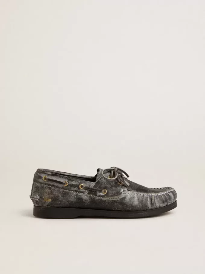 Cruise Teen Loafer aus schwarzem Leder mit Used-Look Cruise Teen Loafer aus schwarzem Leder mit Used-Look