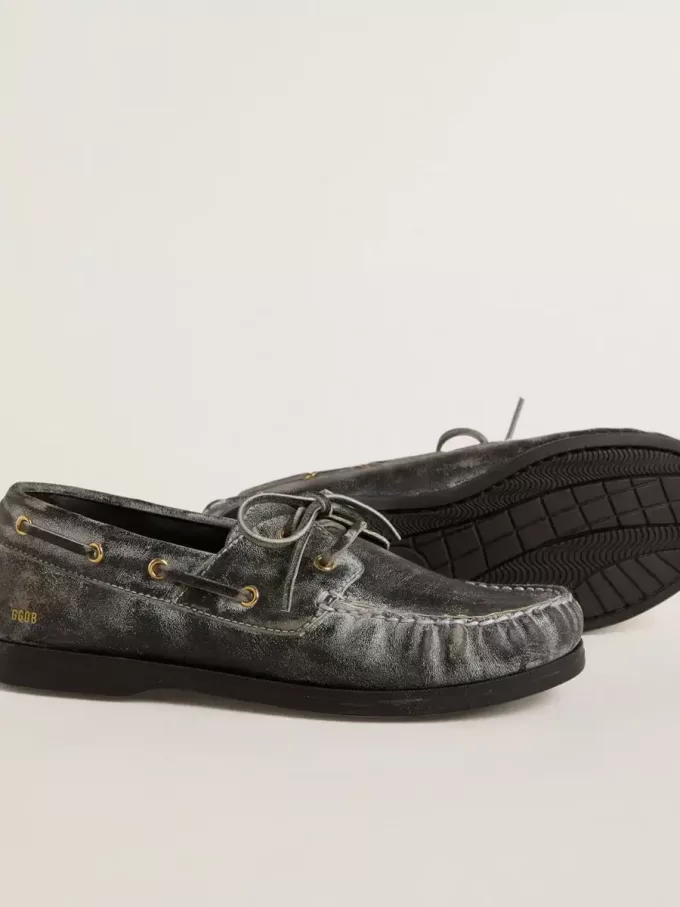 Cruise Teen Loafer aus schwarzem Leder mit Used-Look Cruise Teen Loafer aus schwarzem Leder mit Used-Look