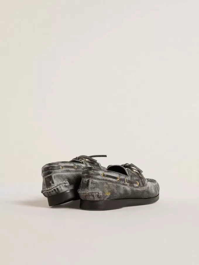 Cruise Teen Loafer aus schwarzem Leder mit Used-Look Cruise Teen Loafer aus schwarzem Leder mit Used-Look