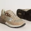 Dad-Star für Damen aus beigem Mesh und Wildleder mit silbernem Lederstern