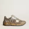 Herren-Sneaker Dad-Star aus taubengrauem Mesh und Wildleder