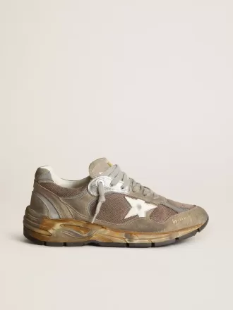 Dad-Star für Damen aus taubengrauem Mesh und Wildleder
