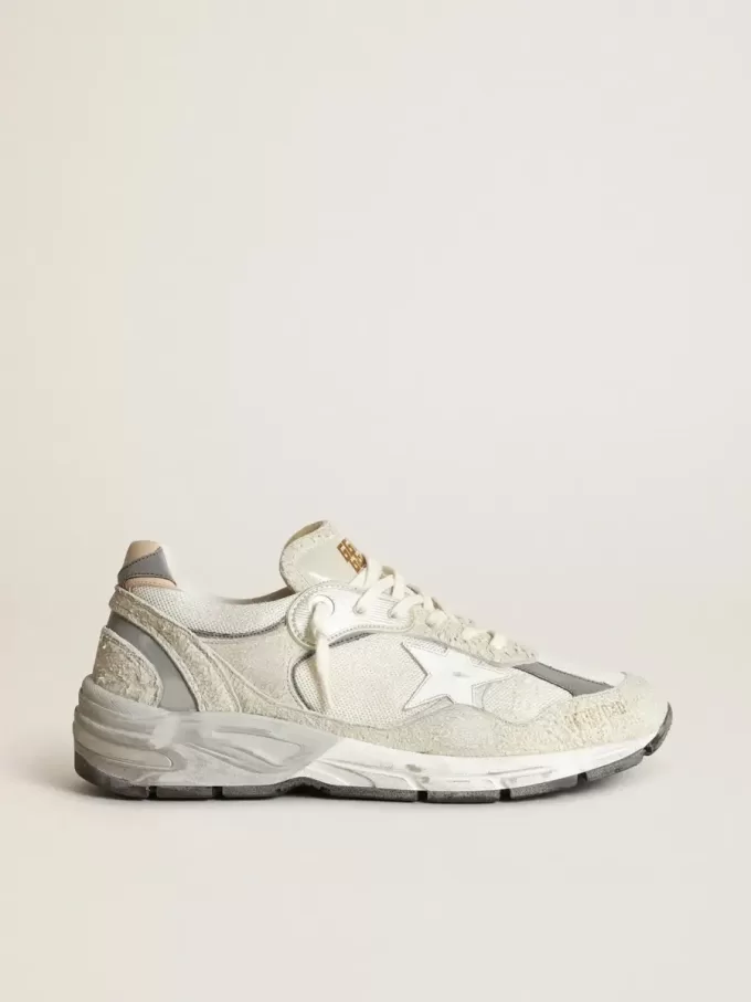 Dad-Star für Damen aus weißem Mesh und Wildleder