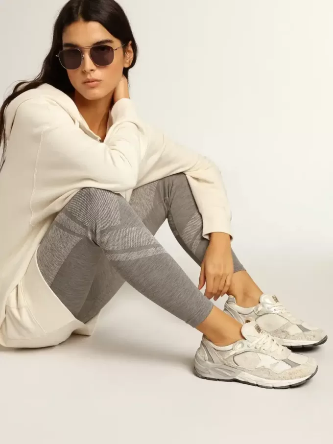 Dad-Star für Damen aus weißem Mesh und Wildleder