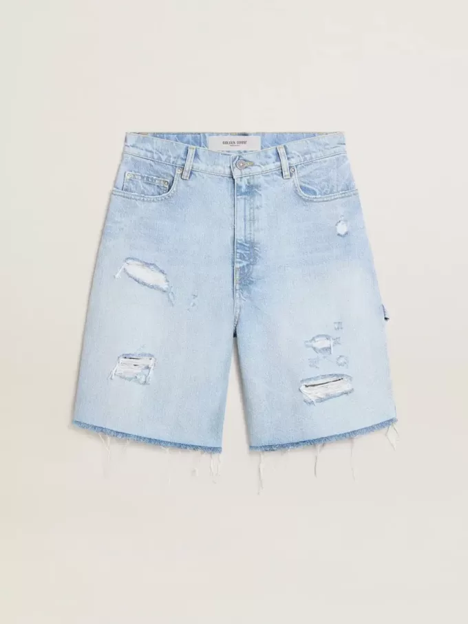 Damen-Bermudashorts aus Denim mit Used-Effekt Damen-Bermudashorts aus Denim mit Used-Effekt
