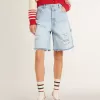 Damen-Bermudashorts aus Denim mit Used-Effekt Damen-Bermudashorts aus Denim mit Used-Effekt