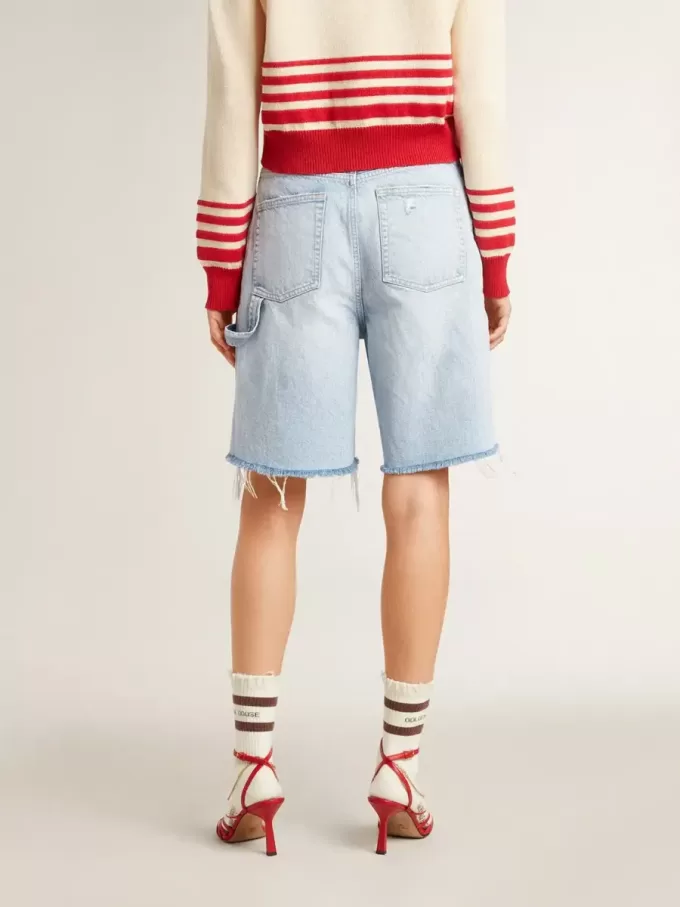 Damen-Bermudashorts aus Denim mit Used-Effekt Damen-Bermudashorts aus Denim mit Used-Effekt
