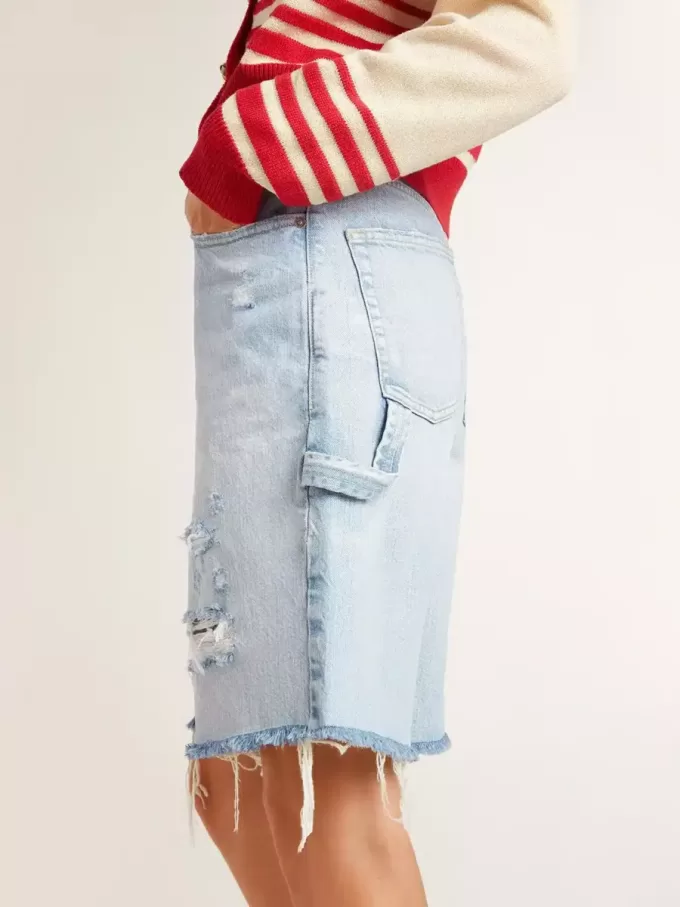 Damen-Bermudashorts aus Denim mit Used-Effekt Damen-Bermudashorts aus Denim mit Used-Effekt