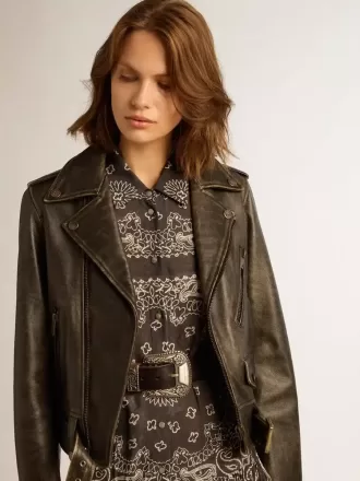 Damen-Bikerjacke aus Leder