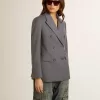 Damen-Blazer mit doppelter Knopfleiste in Babyblau