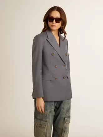 Damen-Blazer mit doppelter Knopfleiste in Babyblau