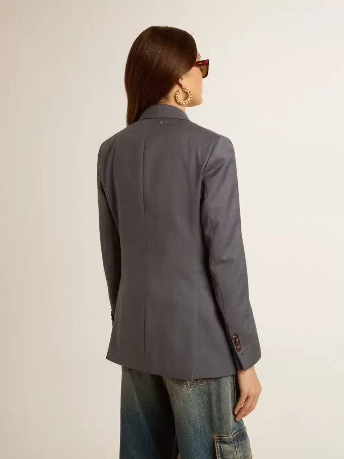 Damen-Blazer mit doppelter Knopfleiste in Babyblau