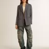 Damen-Blazer mit doppelter Knopfleiste in Babyblau