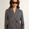 Damen-Blazer mit doppelter Knopfleiste in Babyblau