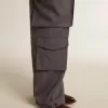 Damen-Cargohose aus babyblauer Wolle