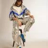Damen-Cargohose aus silbernem Funktionsstoff