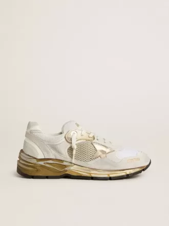 Damen-Dad-Star aus Mesh und weißem Wildleder mit goldfoliertem Stern