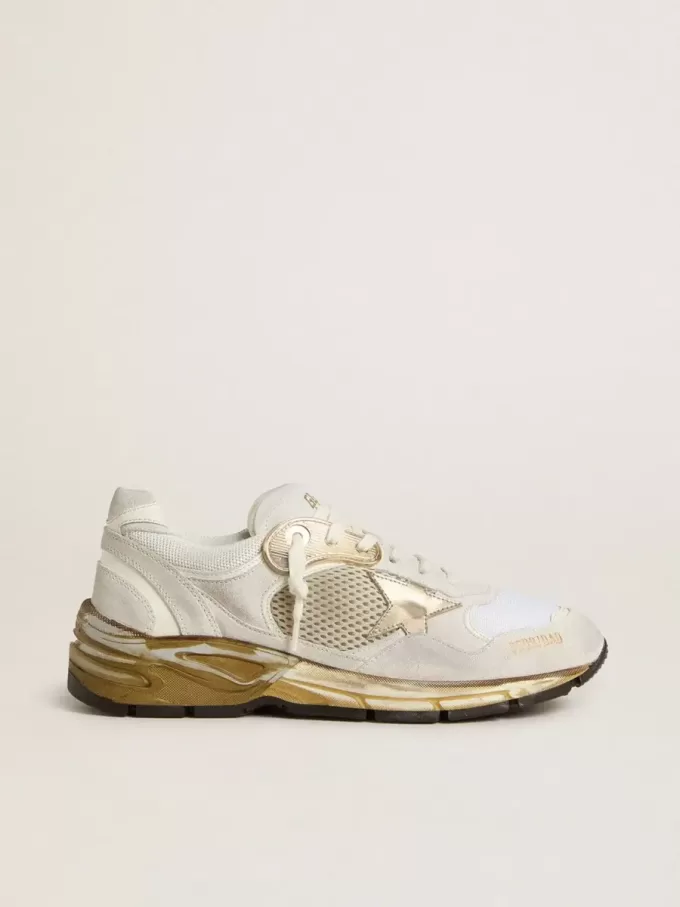 Damen-Dad-Star aus Mesh und weißem Wildleder mit goldfoliertem Stern