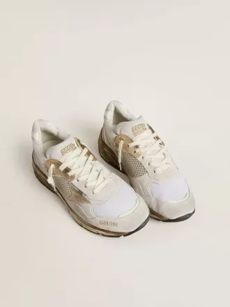 Damen-Dad-Star aus Mesh und weißem Wildleder mit goldfoliertem Stern