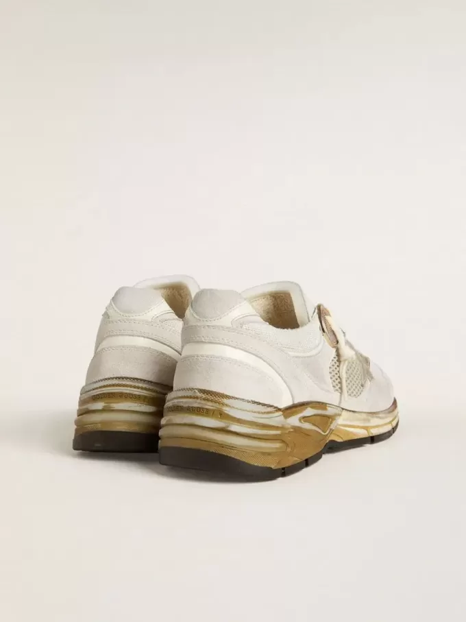Damen-Dad-Star aus Mesh und weißem Wildleder mit goldfoliertem Stern