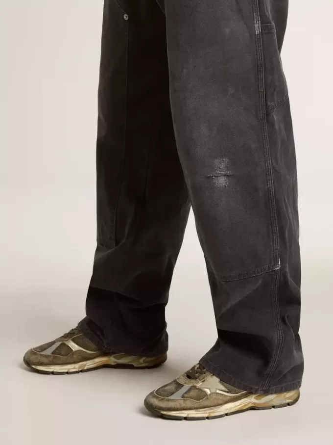 Damen-Dad-Star aus Wildleder und Nylon mit khakifarbenem Lederstern und Fersenlasche