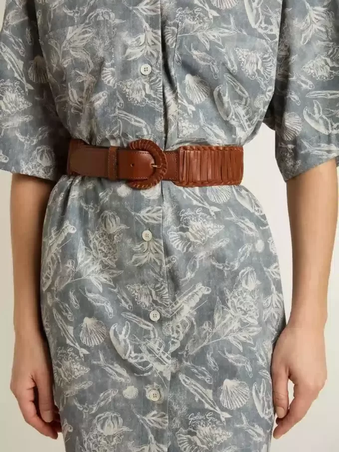 Damen-Gürtel aus gewebtem braunem Leder
