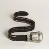 Damen-Gürtel aus schwarzem Leder mit Nieten Damen-Gürtel aus schwarzem Leder mit Nieten