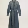 Damen-Hemdkleid aus Denim mit Gürtel