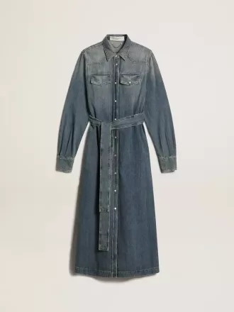 Damen-Hemdkleid aus Denim mit Gürtel