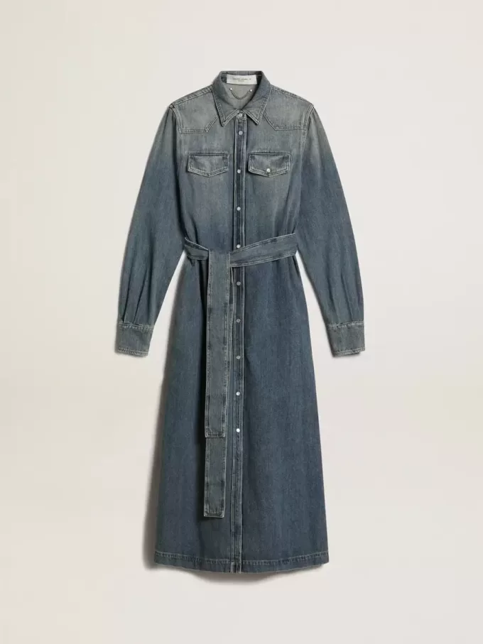 Damen-Hemdkleid aus Denim mit Gürtel