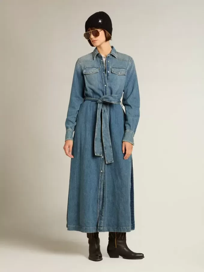Damen-Hemdkleid aus Denim mit Gürtel
