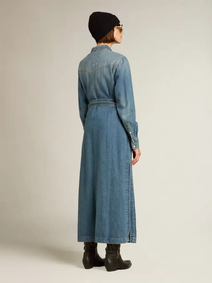Damen-Hemdkleid aus Denim mit Gürtel