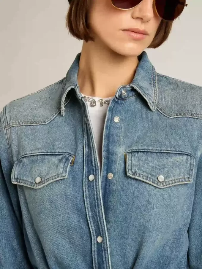 Damen-Hemdkleid aus Denim mit Gürtel