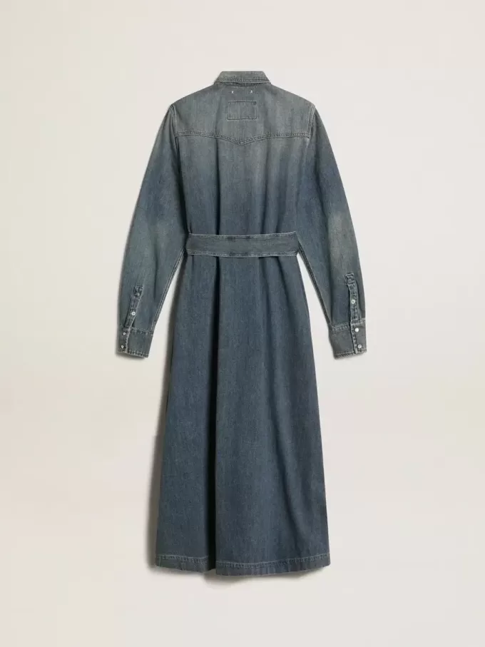 Damen-Hemdkleid aus Denim mit Gürtel