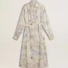 Damen-Hemdkleid mit mehrfarbigem Blumenprint aus Pailletten
