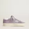 Damen-Hi-Star aus violettem Wildleder mit silbernem Glitzerstern Damen-Hi-Star aus violettem Wildleder mit silbernem Glitzerstern