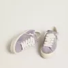 Damen-Hi-Star aus violettem Wildleder mit silbernem Glitzerstern Damen-Hi-Star aus violettem Wildleder mit silbernem Glitzerstern