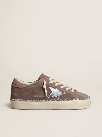 Damen-Hi-Star aus Wildleder mit silbernem Lederstern und Leder-Fersenlasche