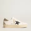Damen-Hi-Star mit blauem Glitzerstern und platinfarbenem Glitzer-Fersenlasche Damen-Hi-Star mit blauem Glitzerstern und platinfarbenem Glitzer-Fersenlasche