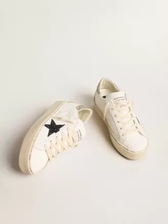 Damen-Hi-Star mit blauem Glitzerstern und platinfarbenem Glitzer-Fersenlasche