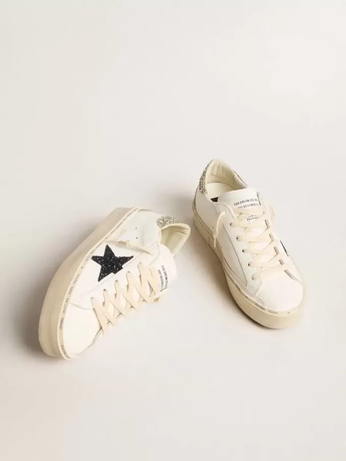 Damen-Hi-Star mit blauem Glitzerstern und platinfarbenem Glitzer-Fersenlasche Damen-Hi-Star mit blauem Glitzerstern und platinfarbenem Glitzer-Fersenlasche
