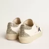 Damen-Hi-Star mit blauem Glitzerstern und platinfarbenem Glitzer-Fersenlasche Damen-Hi-Star mit blauem Glitzerstern und platinfarbenem Glitzer-Fersenlasche
