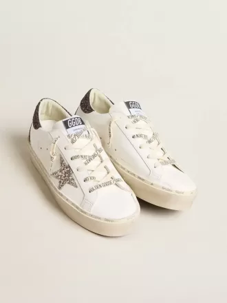 Damen-Hi Star mit silbernem Glitzerstern und rubinrotem Glitzer-Fersenlabel Damen-Hi Star mit silbernem Glitzerstern und rubinrotem Glitzer-Fersenlabel