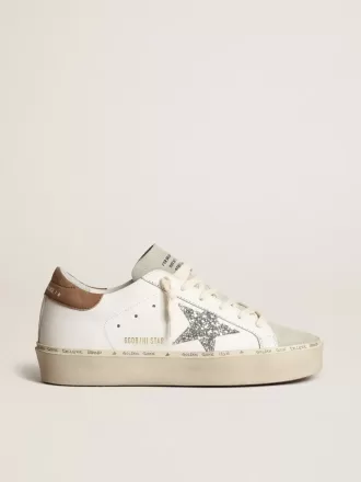Damen-Hi-Star mit silbernem Glitzerstern und taubengrauem Nubuk-Fersenlasche