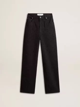 Damen-Jeanshose aus Baumwolle mit Kristall- und Steinverzierung
