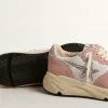 Damen-Laufsohle aus grauem Mesh und Wildleder mit silbernem Glitzerstern