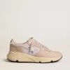 Damen-Laufsohle aus Mesh und Nubukleder mit silbernem Metallic-Lederstern