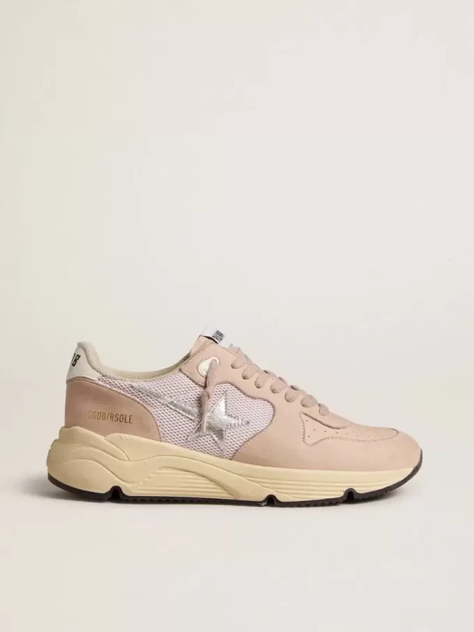 Damen-Laufsohle aus Mesh und Nubukleder mit silbernem Metallic-Lederstern