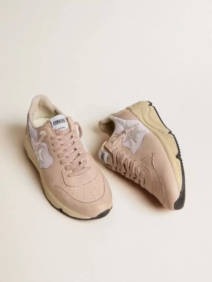 Damen-Laufsohle aus Mesh und Nubukleder mit silbernem Metallic-Lederstern
